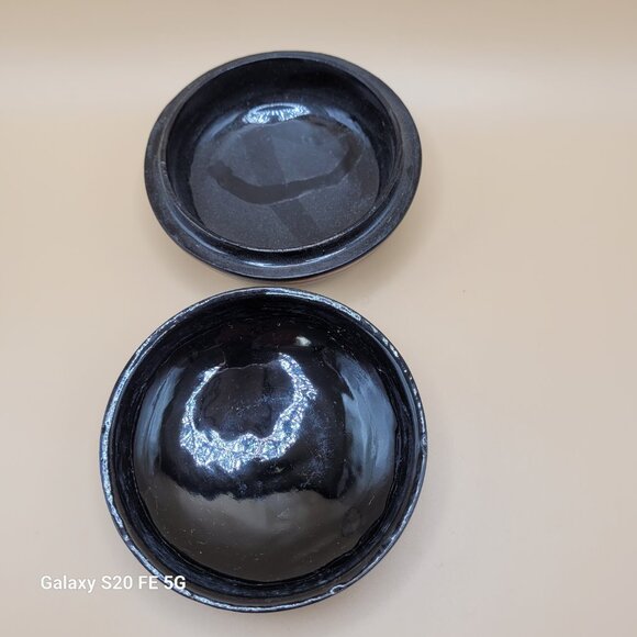 Lacquer Russian Trinket Box Hand Painted Flowers Blue Yellow Pink 4" - Vintage - Picture 2 of 7